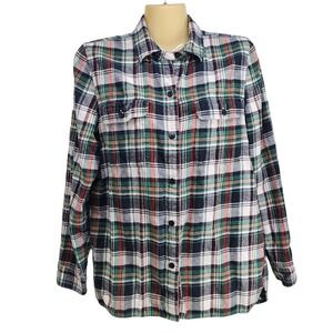 Madewell Womens Oversized Classic Ex Boyfriend Flannel Plaid Shirt Size S